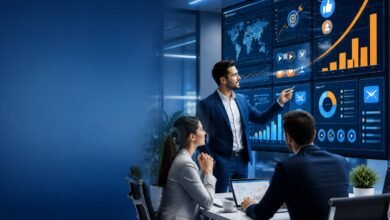 Business team analyzing digital marketing strategies to increase sales