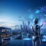 Futuristic artificial intelligence technology transforming business and daily life